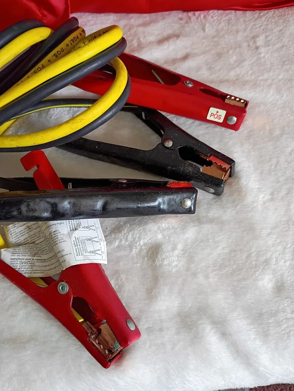 Universal Red and Black Jump Start Battery Cables with Yellow Insulated Leads